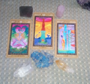 Yoga Tarot, Queen of Cups, Hanged Man, Page of Cups